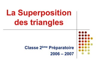 La Superposition des triangles<br />Classe 2ème Préparatoire<br />2006 – 2007<br />