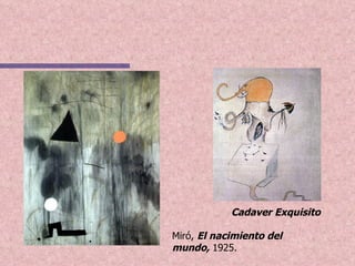 Cadaver Exquisito Miró,  El nacimiento del mundo,  1925. 