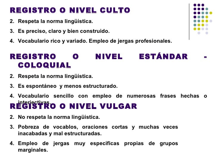 Resultado de imagen de registro informal esquema