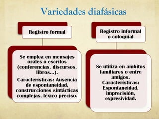 Variedades diafásicas
 