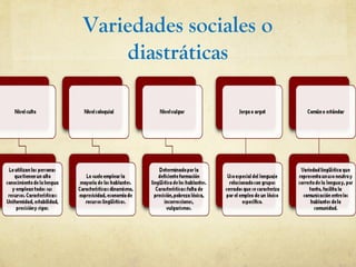 Variedades sociales o
diastráticas
 