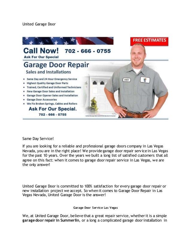 United Garage Door Las Vegas Best Garage Door Repair Service