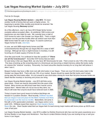 Las vegas housing market update   july 2013