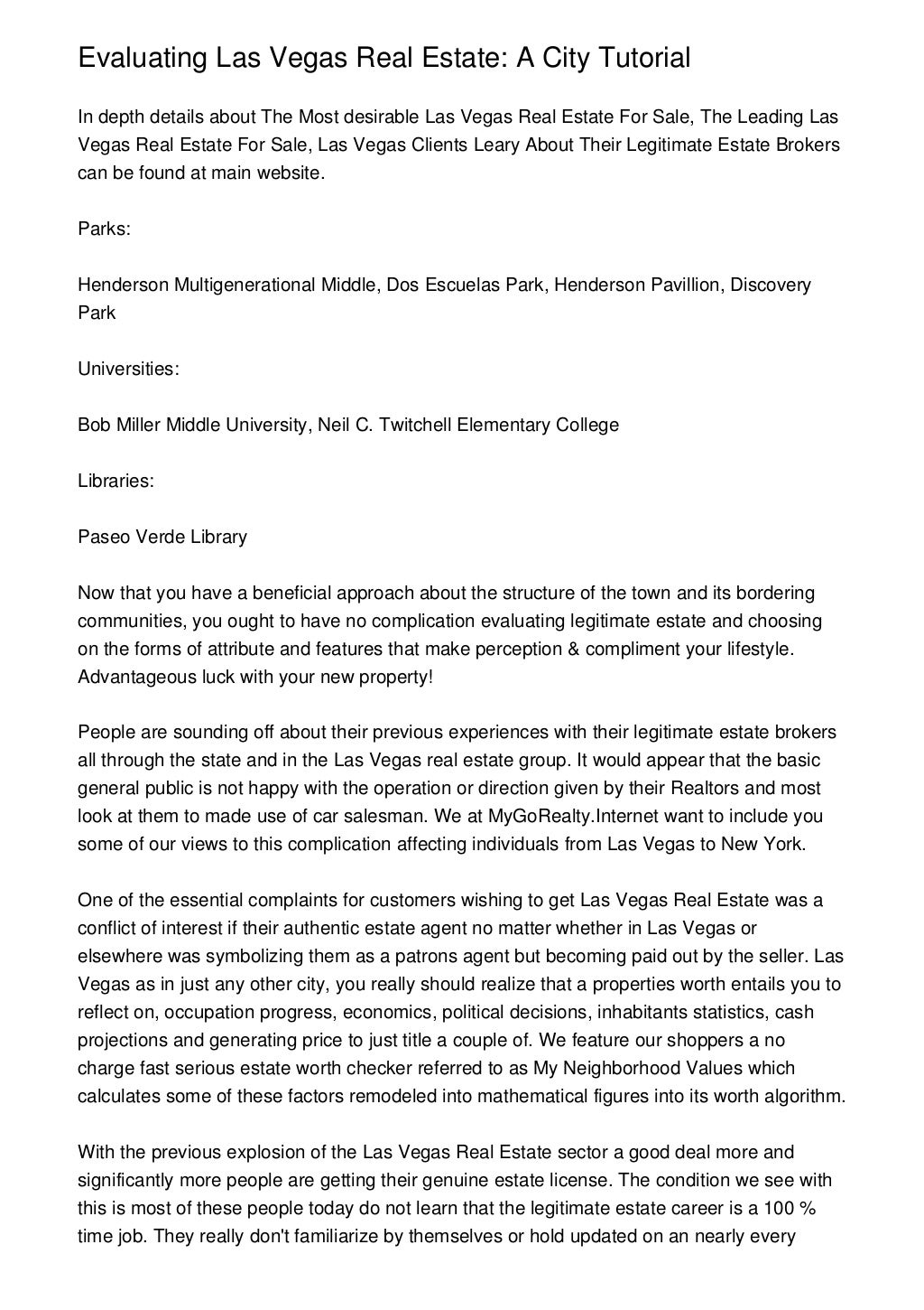 Evaluating Las Vegas Real Estate A City Tutorial