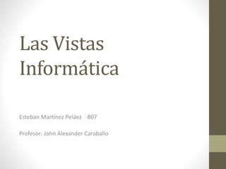 Las Vistas
Informática
Esteban Martínez Peláez 807
Profesor: John Alexander Caraballo
 