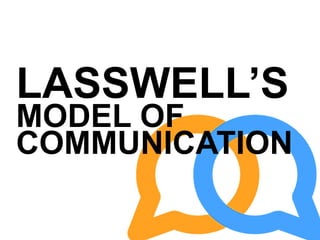 LASSWELL’S
MODEL OF
COMMUNICATION
 