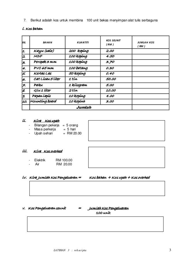 Lat 3 Rekacipta Tingkatan 3 Khb