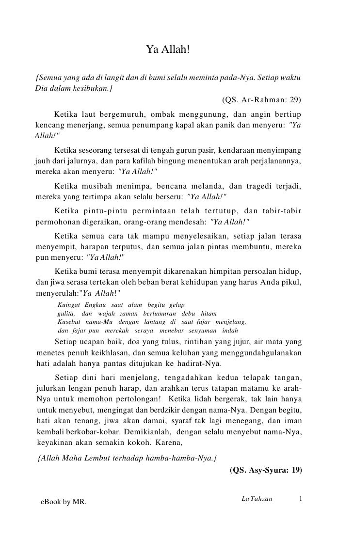 La Tahzan Jangan Bersedih