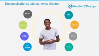 Desenvolvedores são os novos clientes
Forums
Support
Docs
APIs
Case
Studies
Tutorials
Events
User
Groups
 