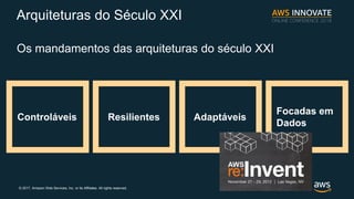 ? 2017, Amazon Web Services, Inc. or its Affiliates. All rights reserved.
Arquiteturas do Sculo XXI
Os mandamentos das arquiteturas do sculo XXI
Controlveis Resilientes Adaptveis
Focadas em
Dados
 