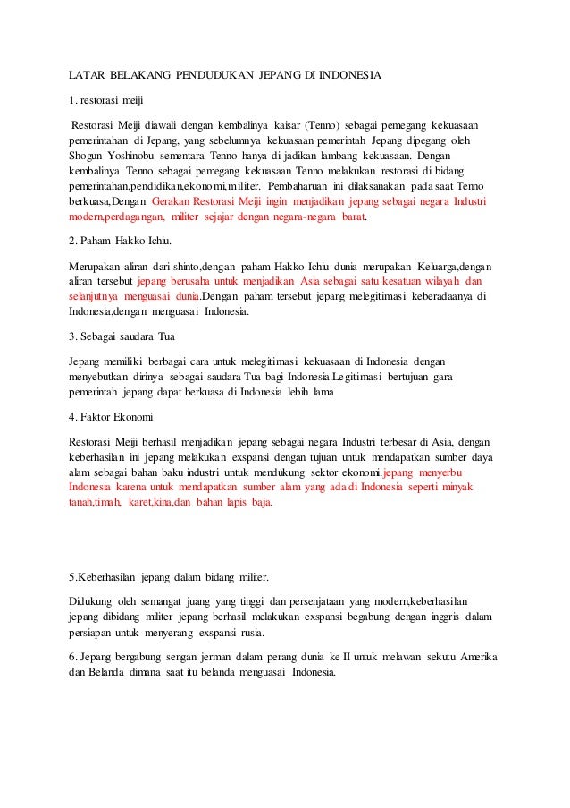Latar Belakang Pendudukan Jepang Di Indonesia