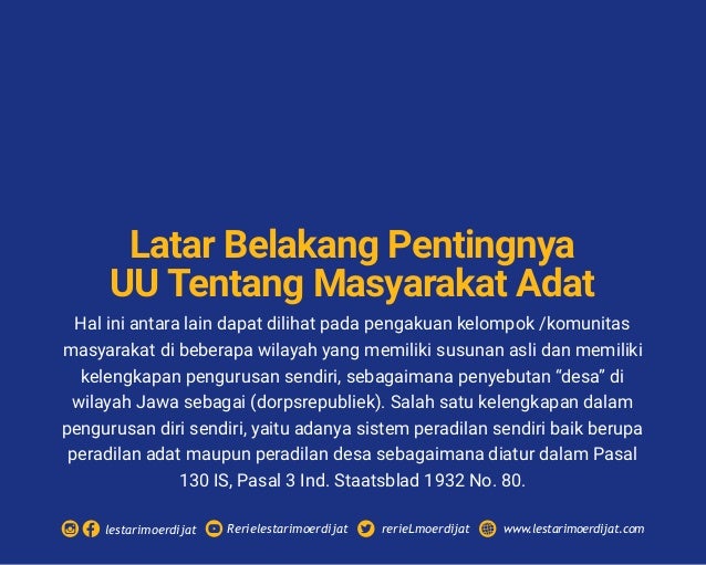 Latar Belakang Pentingnya Uu Tentang Masyarakat Adat