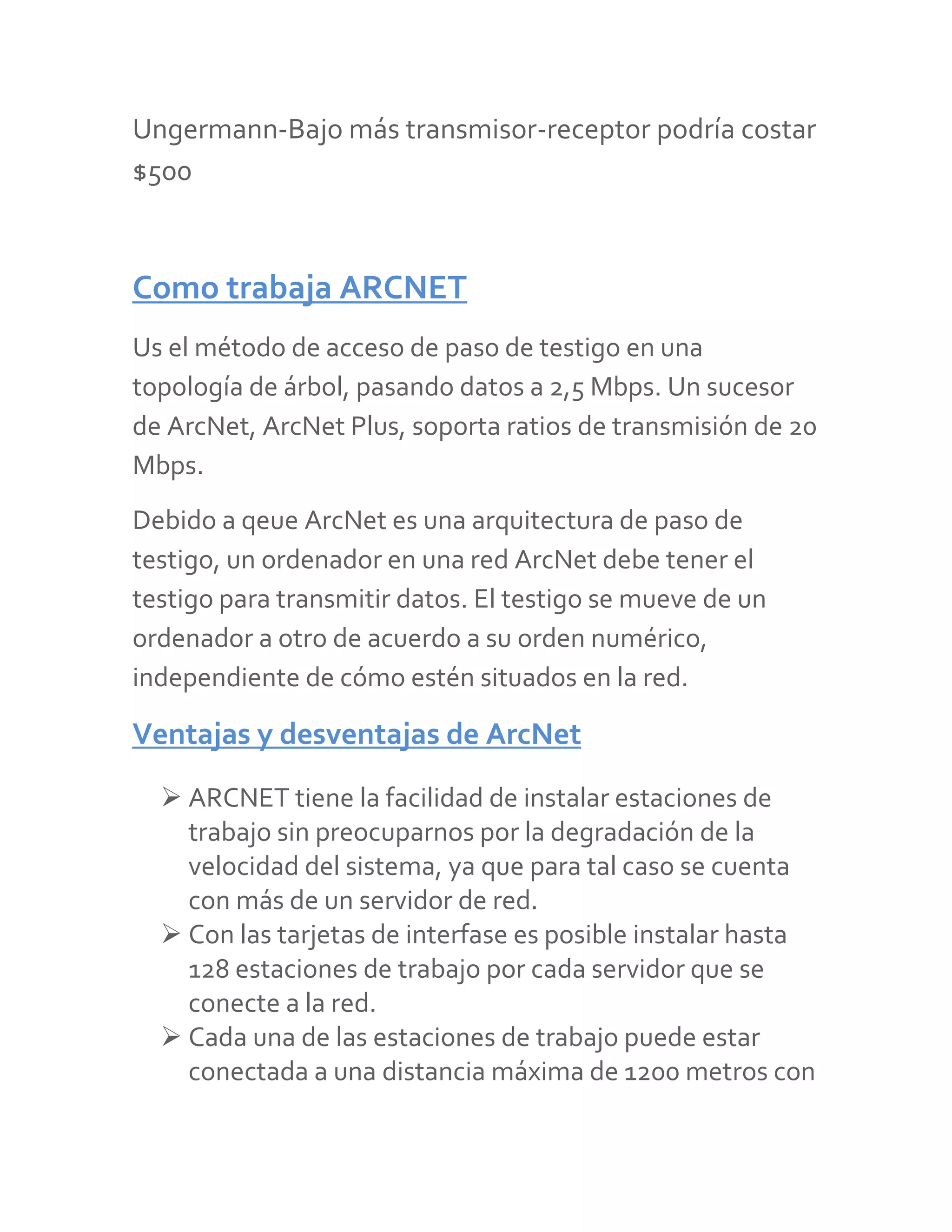 La tarjeta arcnet | DOCX