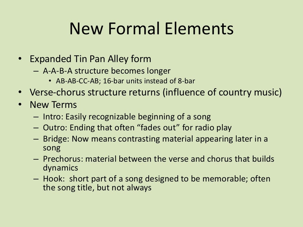 Late 20th Century Song Form