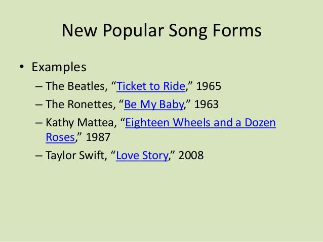late 20th century song form song form