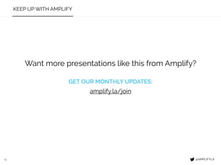 KEEP UP WITH AMPLIFY
15
Want more presentations like this from Amplify?
@AMPLIFYLA
GET OUR MONTHLY UPDATES:
amplify.la/join
 
