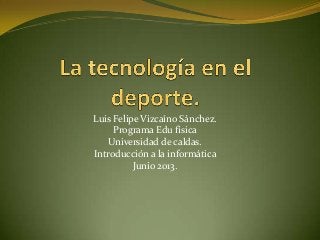 Luis Felipe Vizcaíno Sánchez.
Programa Edu física
Universidad de caldas.
Introducción a la informática
Junio 2013.
 