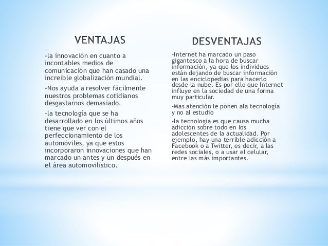 La tecnología y su ventajas y desventajas