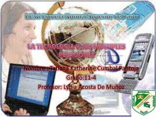 Nombre : Tatiana Katherine Cumbal Pantoja
Grado:11-4
Profesor: Lydia Acosta De Muñoz
 