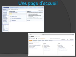 Une page d’accueil
 