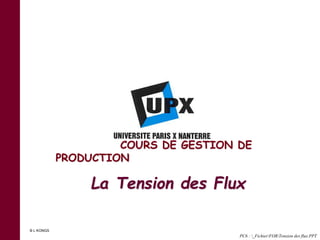 La Tension des Flux
PC6 : _FichierFORTension des flux.PPT
COURS DE GESTION DE
PRODUCTION
B L KONGS
 