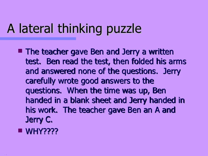 Lateral thinking