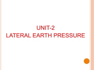 UNIT-2
LATERAL EARTH PRESSURE
 