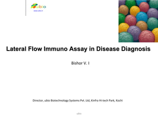 Bishor V. I Lateral Flow Immuno Assay in Disease Diagnosis Director, ubio Biotechnology Systems Pvt.  Ltd, Kinfra Hi-tech Park, Kochi www.ubio.in   