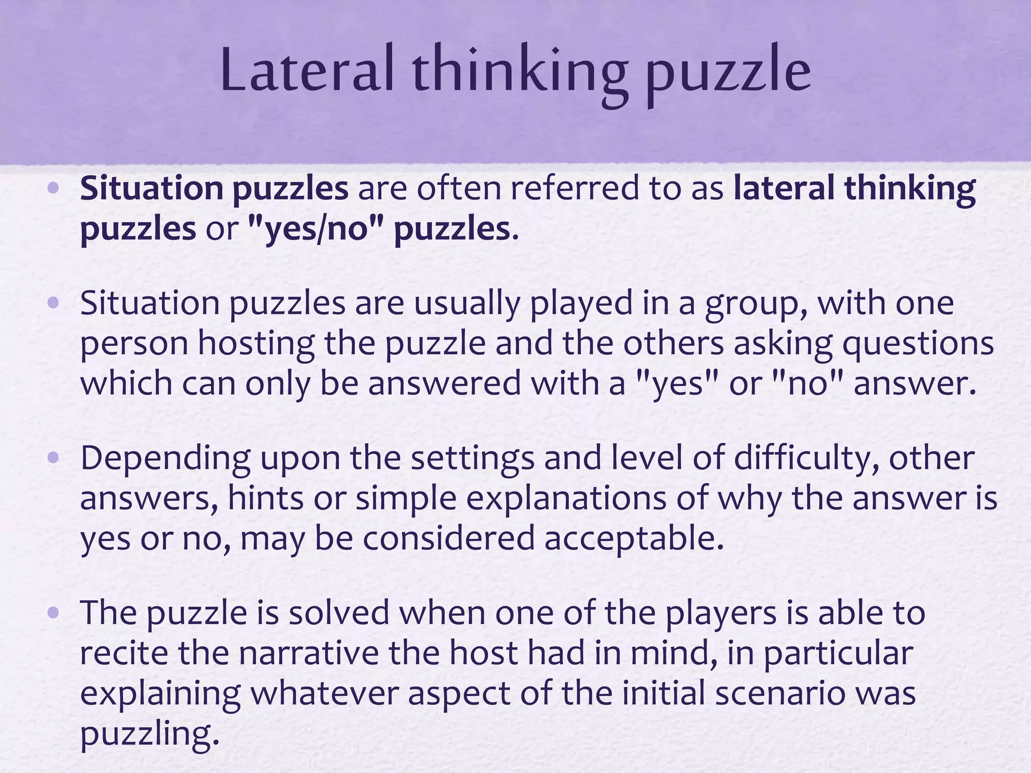 Lateral thinking