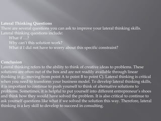 Lateral Questions Lateral Thinking in - Managerial Skills | PPTX