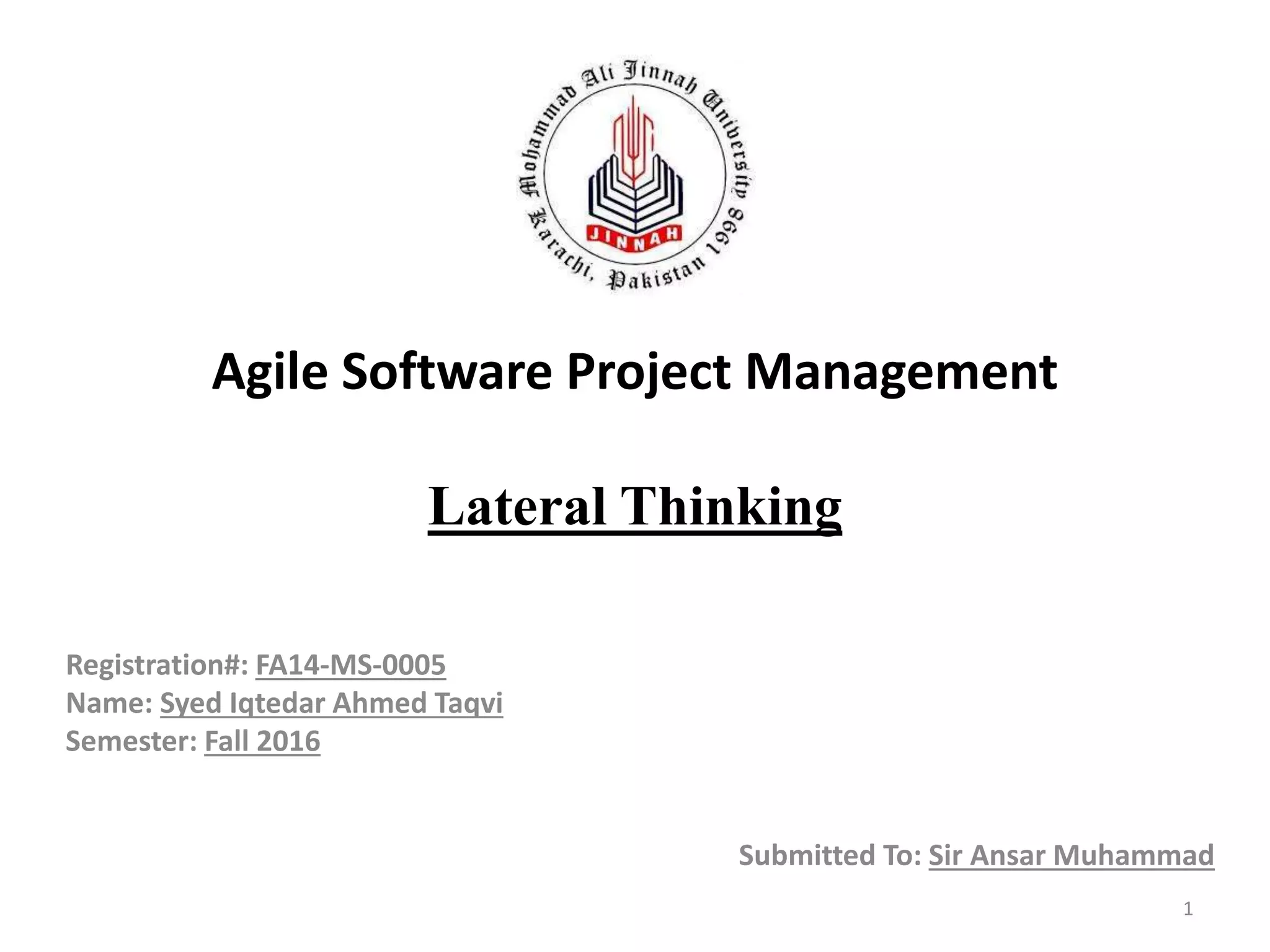 Lateral thinking by edward de bono PPT