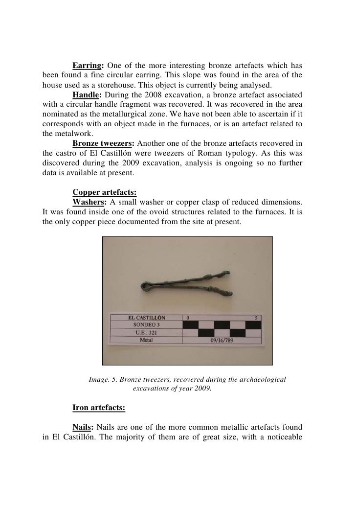 Late roman metallurgy in el castro of el castillón