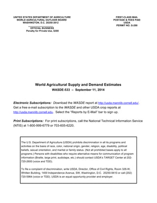 Relatório USDA - setembro de 2014