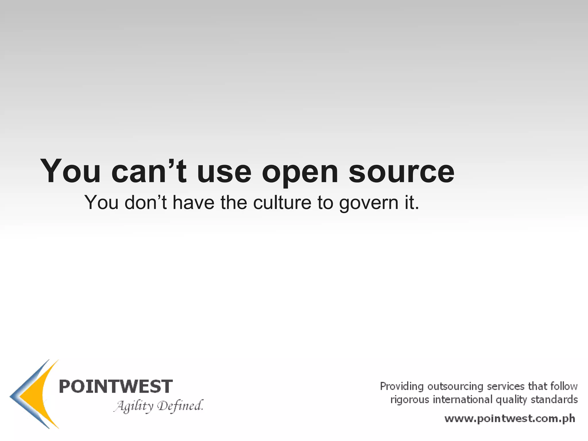 What’s stopping Open Source? ? 