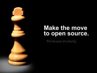You have modular software components You want to leverage expert peer reviews You want readily assessable and available code You can test and experiment with very low cost.  You have reduced risk of lock-in Consider Open Source  When you want to leverage expert peer reviews 