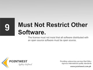 All People Have Rights. Diverse people and groups should have equal rights  to the free software. 5 