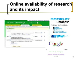 Online availability of research
and its impact
13
 