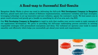 A Road-map to Successful End-Results
Bangalore Media Works is given one word in delivering the full-cycle Web Development Company in Bangalore
Services, placed each and every outlook of Software implementations, mechanical variables and hype strategies,
leveraging technology to set up innovative and sure websites, agnate the customer's needs. We boot assure you to
grant result-oriented and greedy get a handle on something by all of an arm and a leg ROI.
Our Web Developing Company in Bangalore is rapid in style that enables your service needs to reply concepts of
net applications development. We prove in providing the full-scape undertaking process activities in meeting
responsible strategies with personalized conceptions and ideas. Our technical set operates your trade to contest
smoothly and efficiently which helps you successfully get ahead your needs and requirements.
 