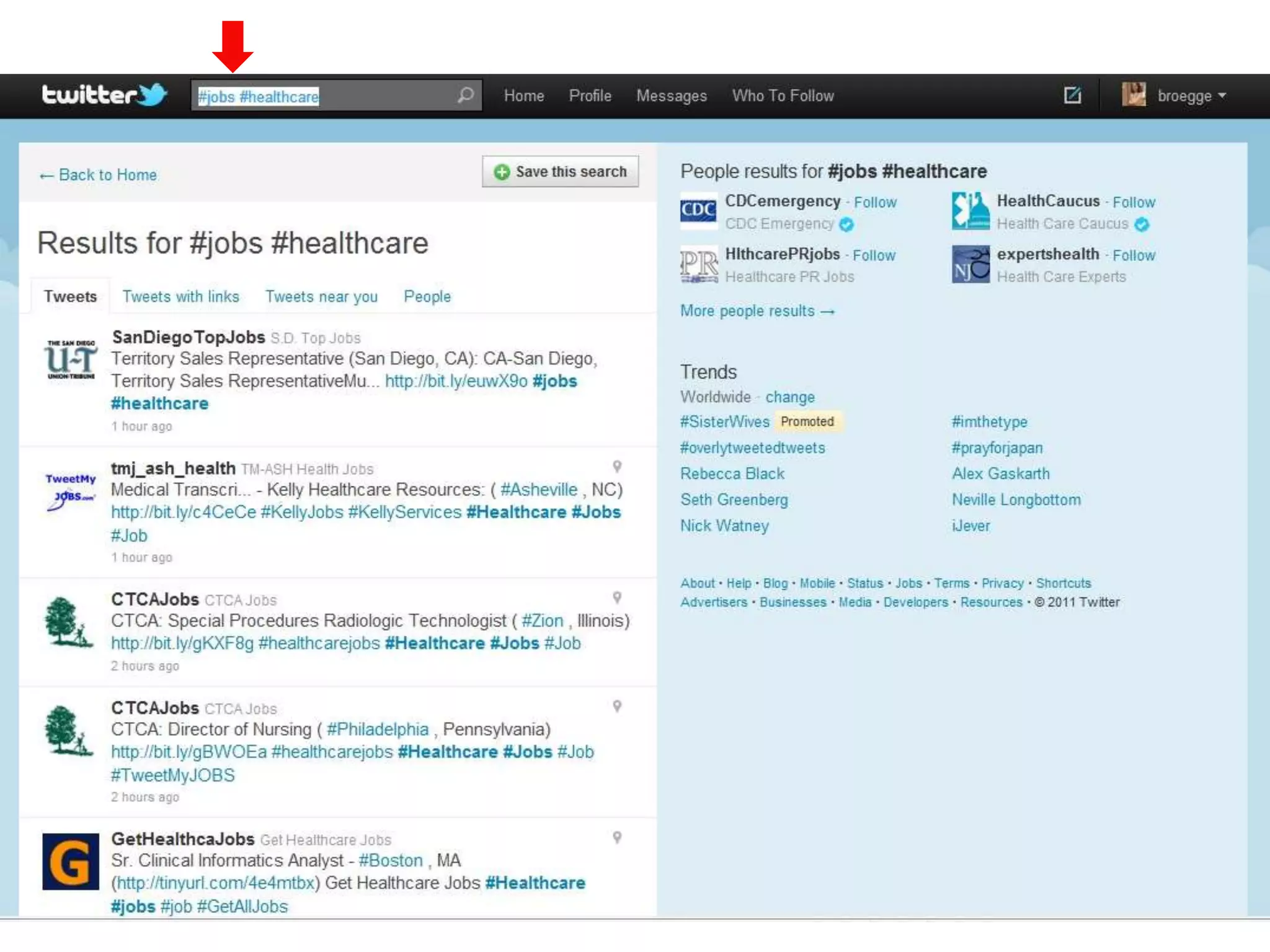 Searching for jobsPopular hashtags for job-related tweets:#job#jobs#career#careershttp://twitter.com