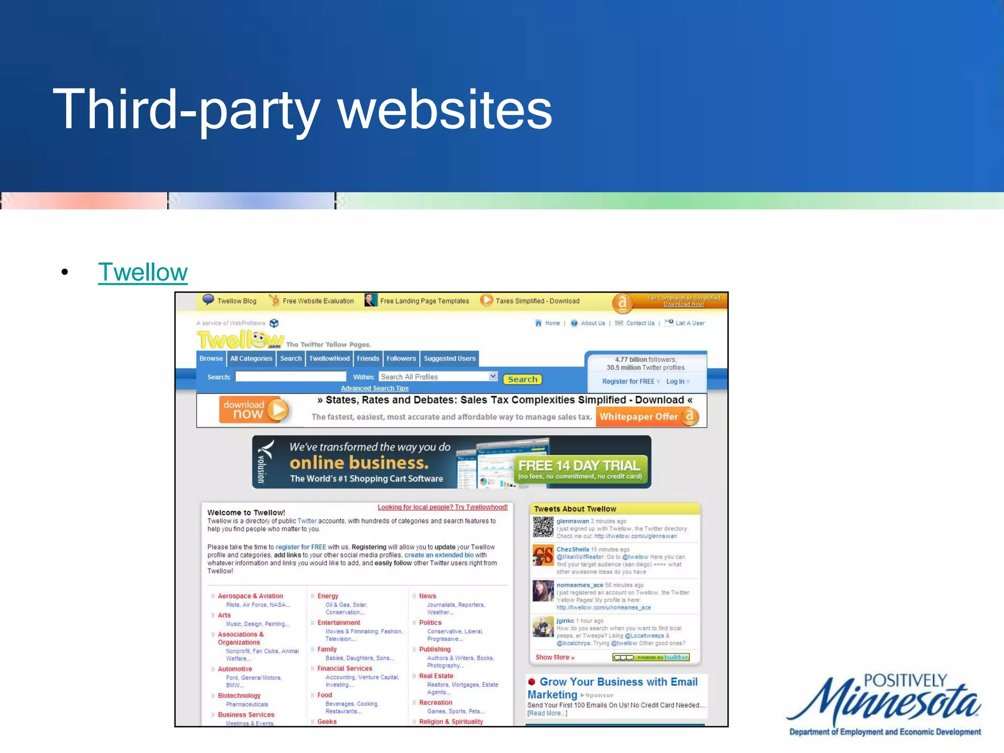 Third-party websitesTwitterJobFinder