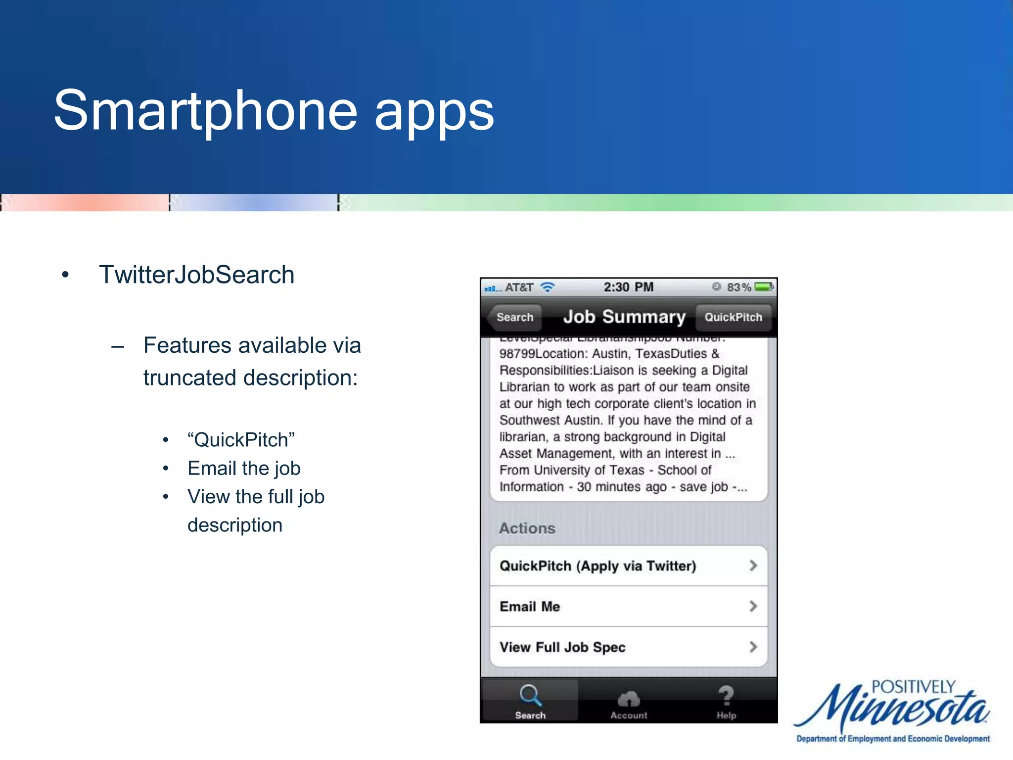 Smartphone appsTwitterJobSearch