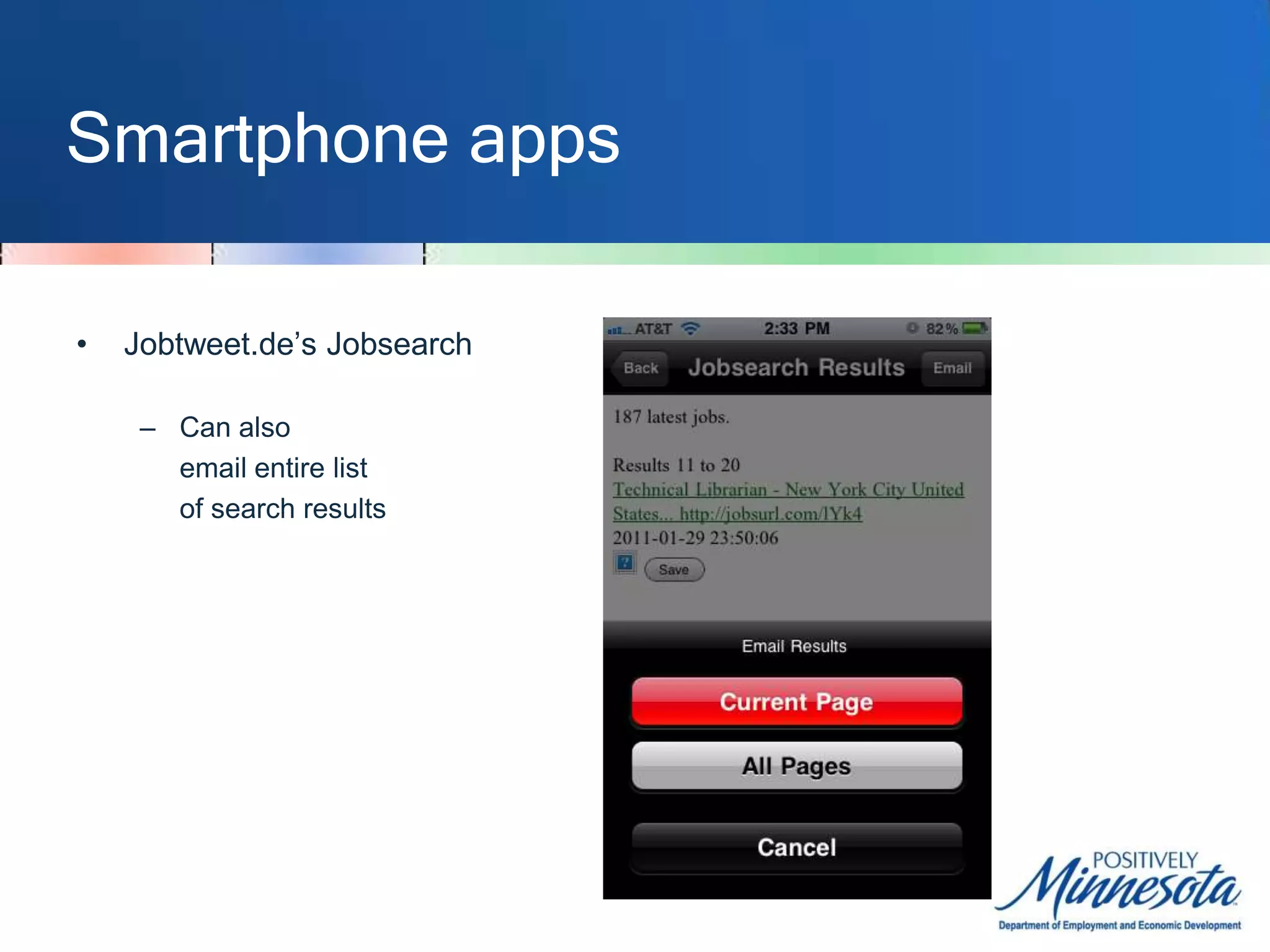 Smartphone appsJobtweet.de’sJobsearch