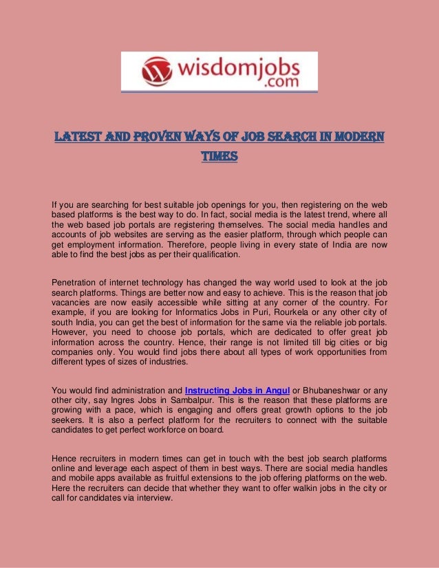 latest and proven ways of job search in modern times touch of modern jobs