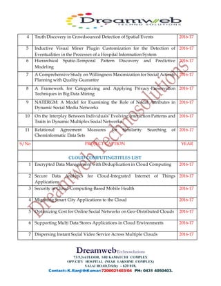 Latest cloud computing ieee 2016 17 project in trichy@dreamweb techno ...