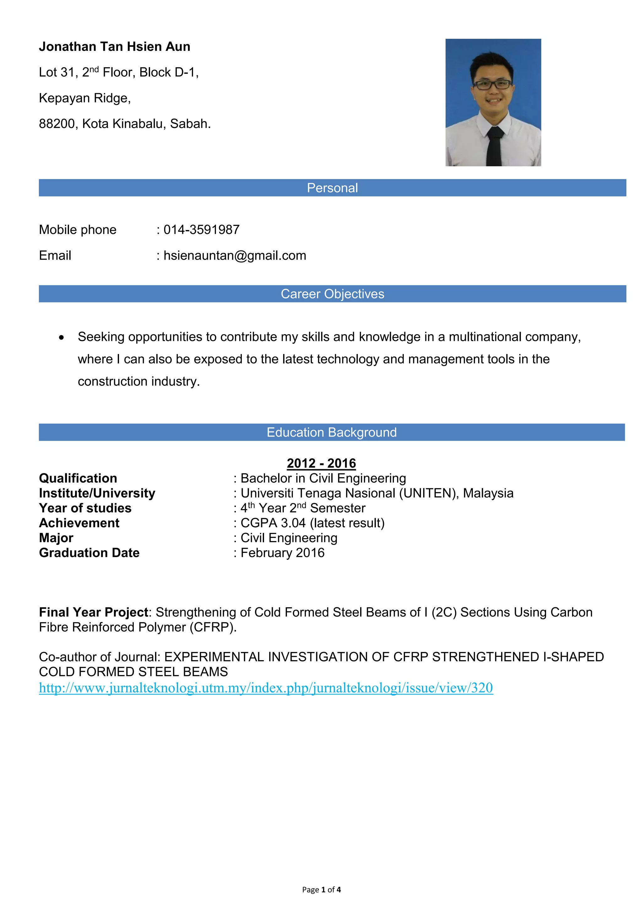 Latest cv jonathan | PDF