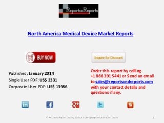 North America Medical Device Market Reports

Published: January 2014
Single User PDF: US$ 2331
Corporate User PDF: US$ 13986

Order this report by calling
+1 888 391 5441 or Send an email
to sales@reportsandreports.com
with your contact details and
questions if any.

© ReportsnReports.com / Contact sales@reportsandreports.com

1

 