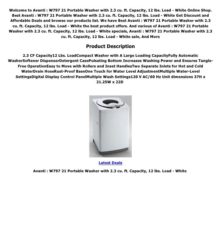 Latest deals on avanti w797 21 portable washer with 2.3 cu. ft