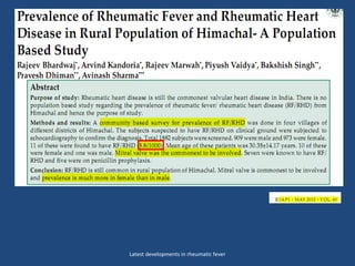 Latest developments in rheumatic fever
 