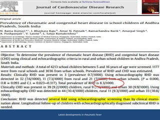 Latest developments in rheumatic fever
 