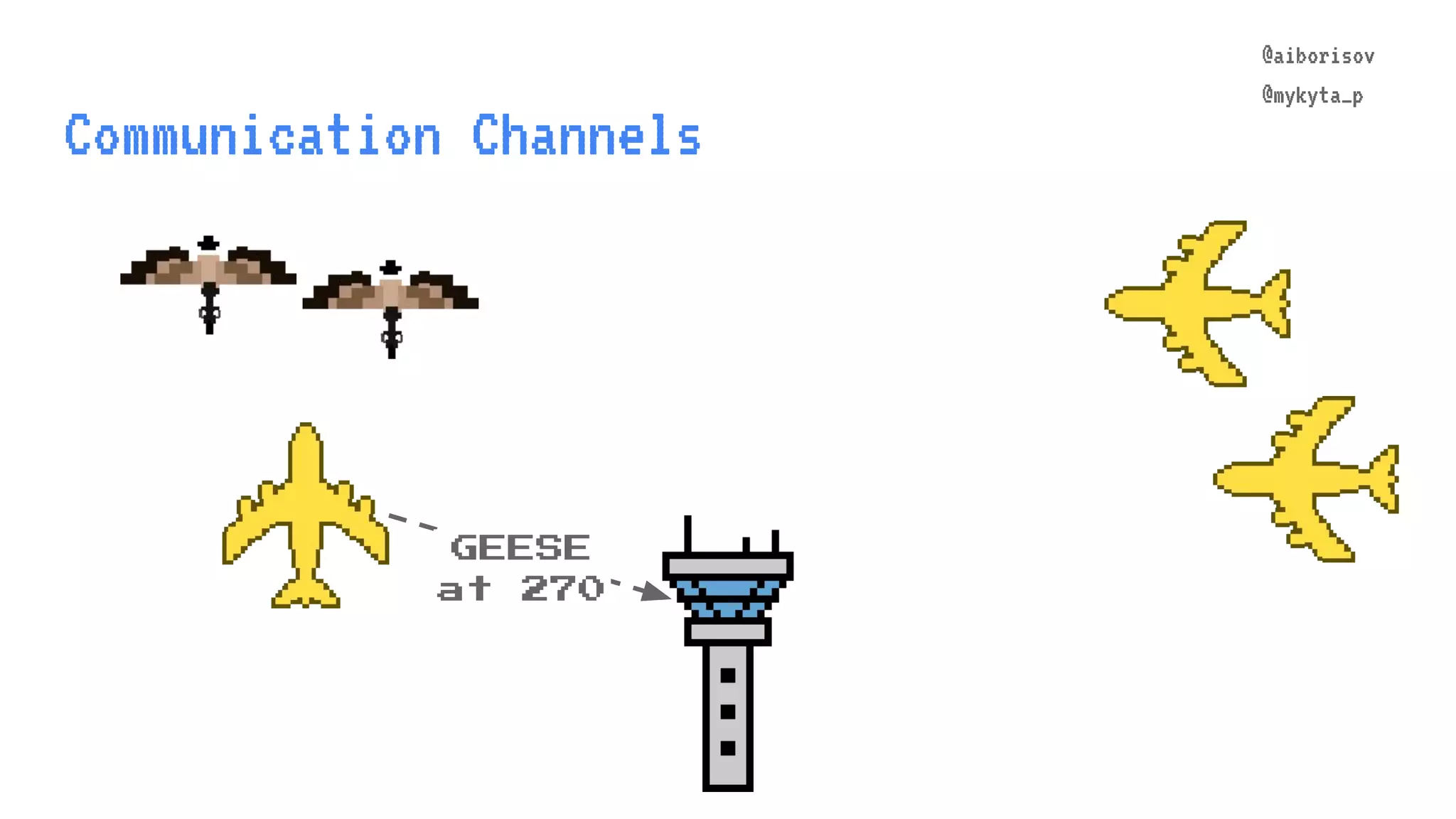 @aiborisov @mykyta_p Communication Channels @aiborisov @mykyta_p GEESE at 270 